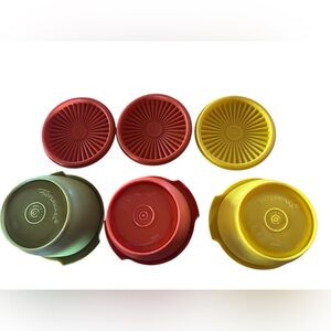 Vtg Tupperware Vibrant Bowl Trio 886-6- Harvest-Red, Yellow, Green/Made in USA